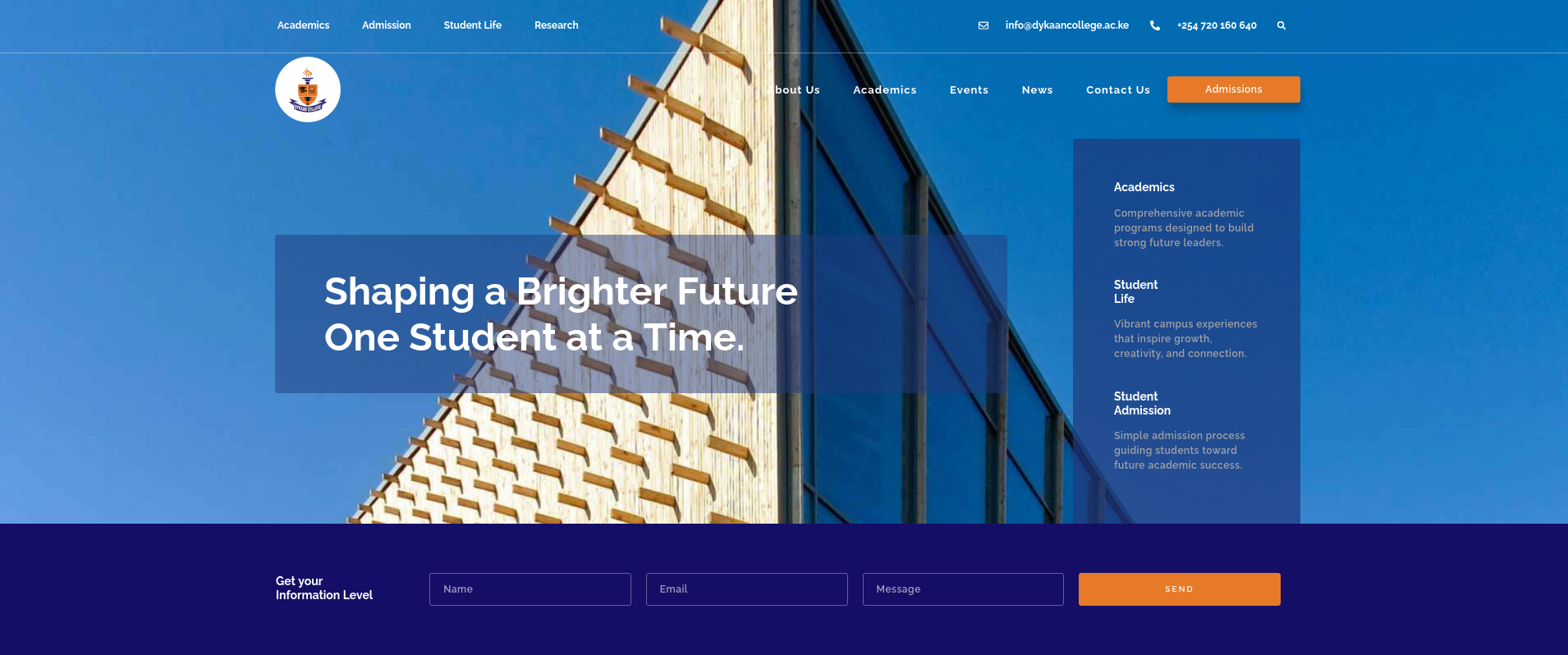 Dykaan College website screenshot