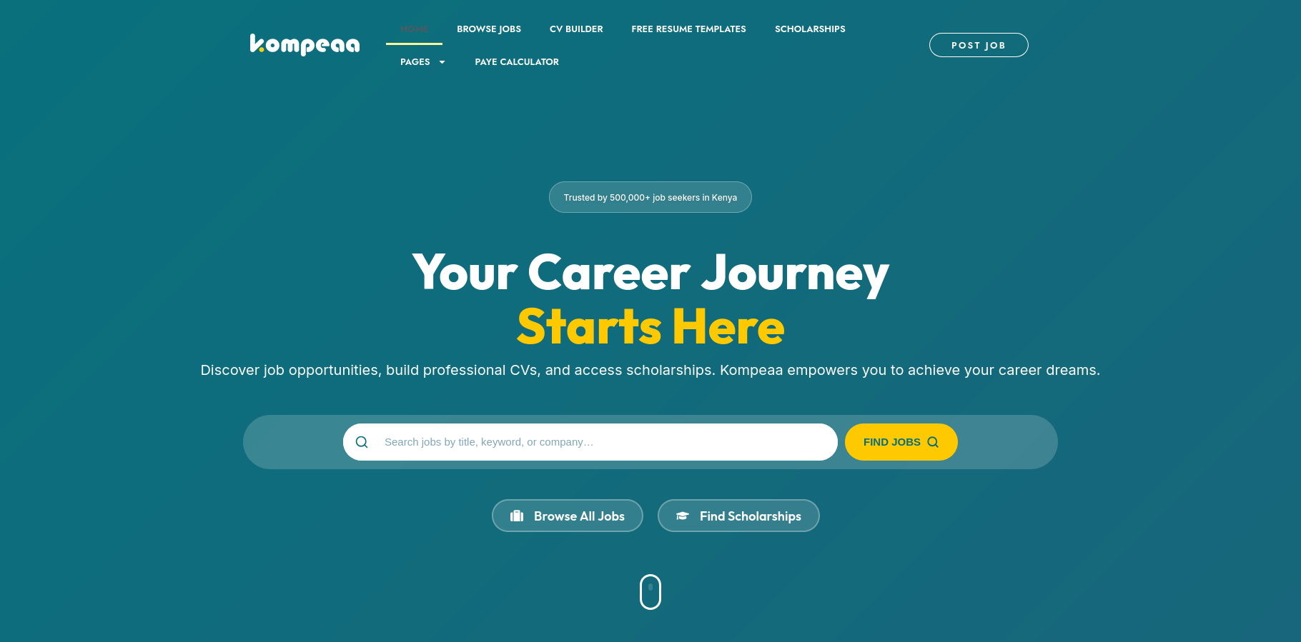 Kompeaa job platform homepage screenshot