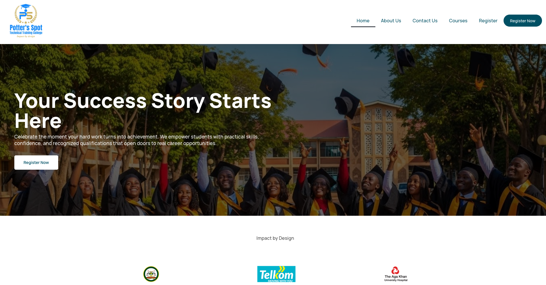 Potters Spot Technical Training College website screenshot
