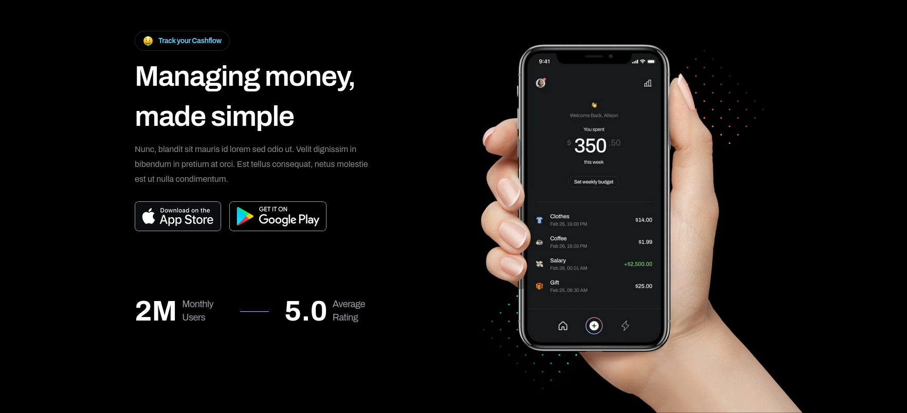 Startup and SaaS landing page example